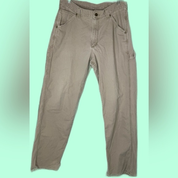 VNTG Dungarees Cream Cargo Jeans BaggyFit Size xl Men’s Size 30x33 - Picture 1 of 6